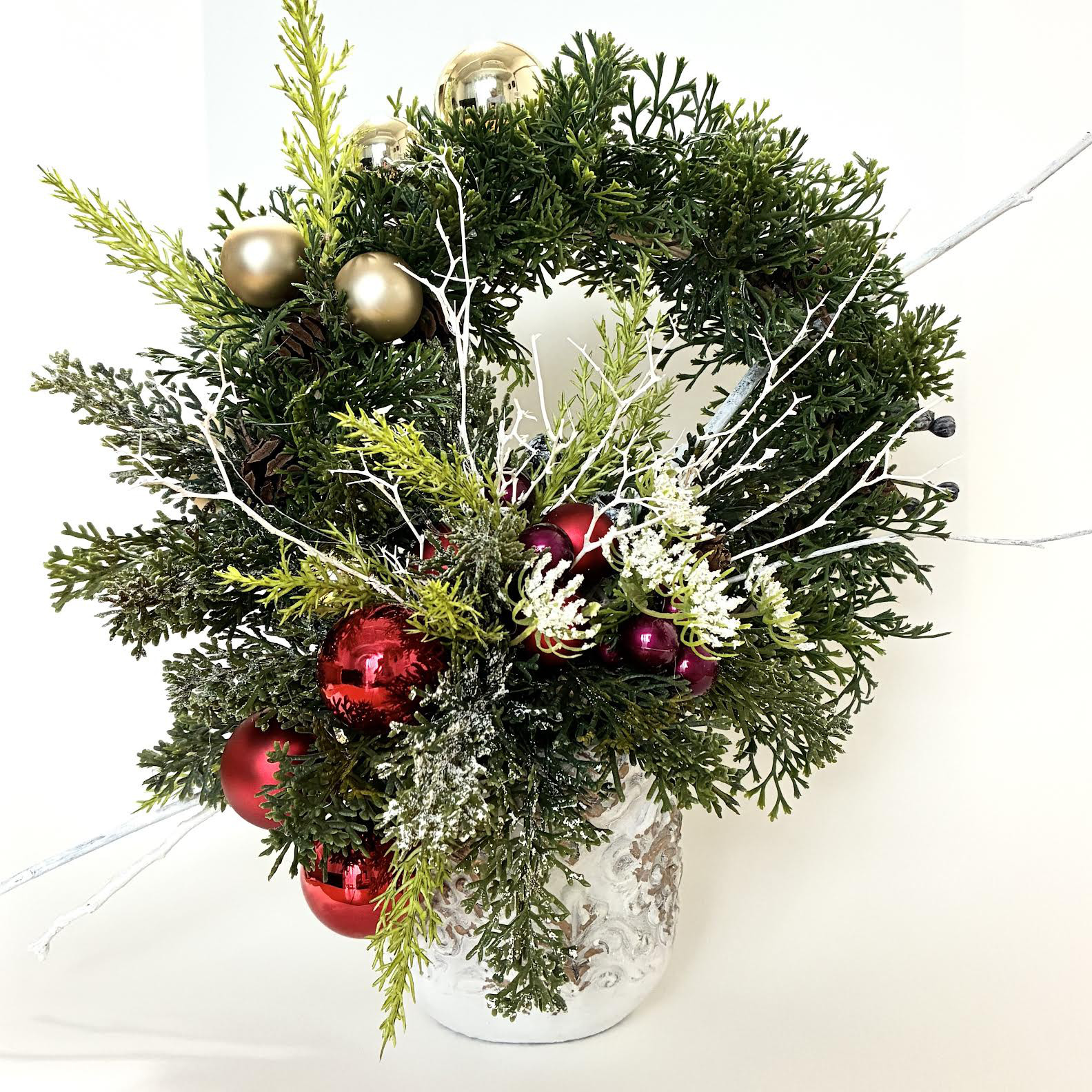 クリスマスリース型 アレンジメント  カウンターテーブルト用トピアリー TC-01 ● 送料無料