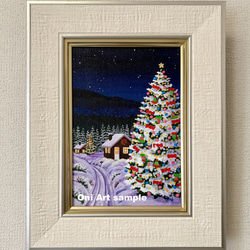 スイセンの咲く丘02」アクリル画 原画 額縁付 キャンバス SMサイズ