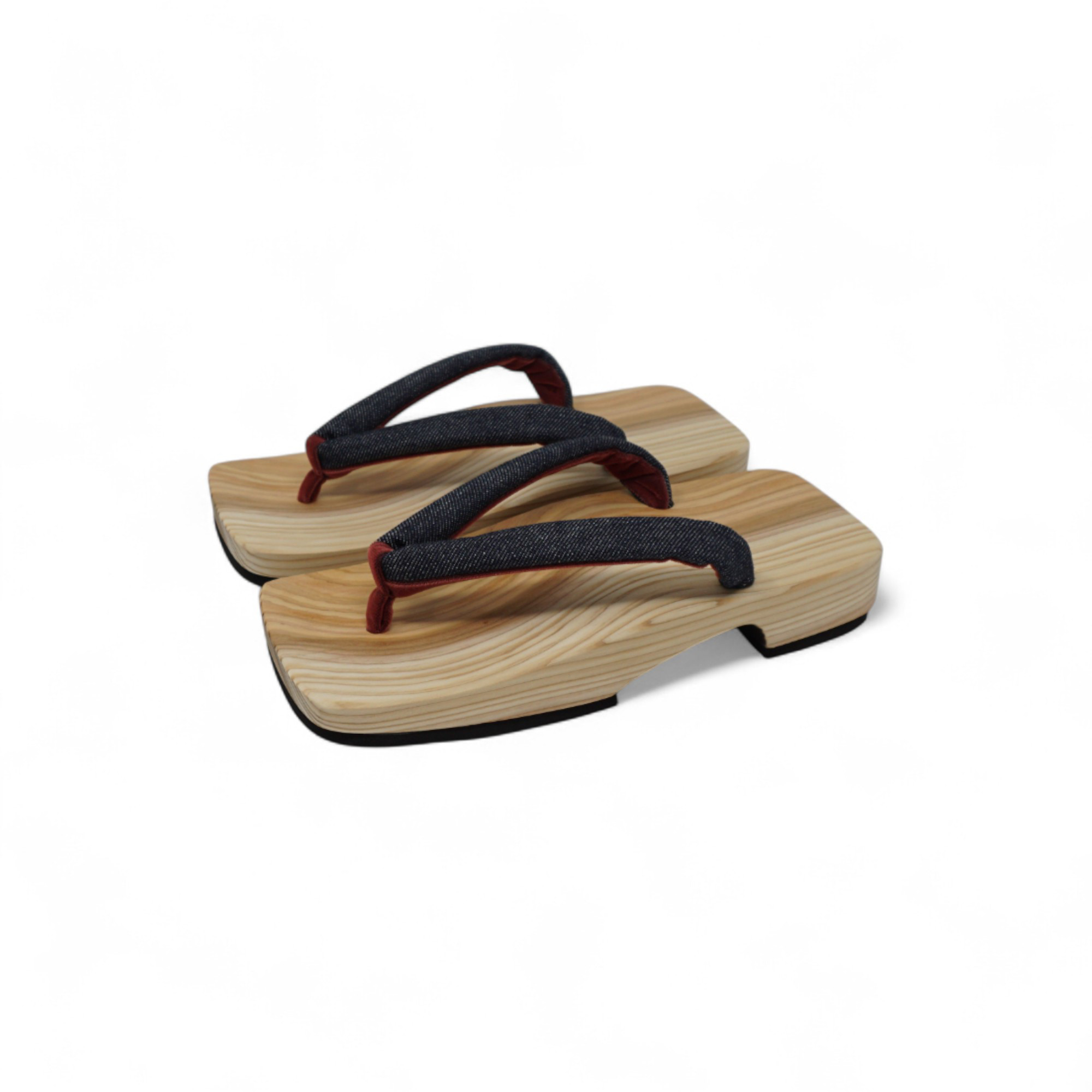 男性 下駄 日田杉 右近下駄　茶綿デニム本天裏鼻緒