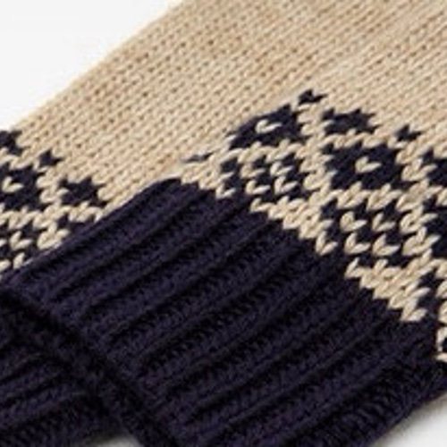 ウール混紡フェアアイル柄 手編みニット・レトロブルーのセーター