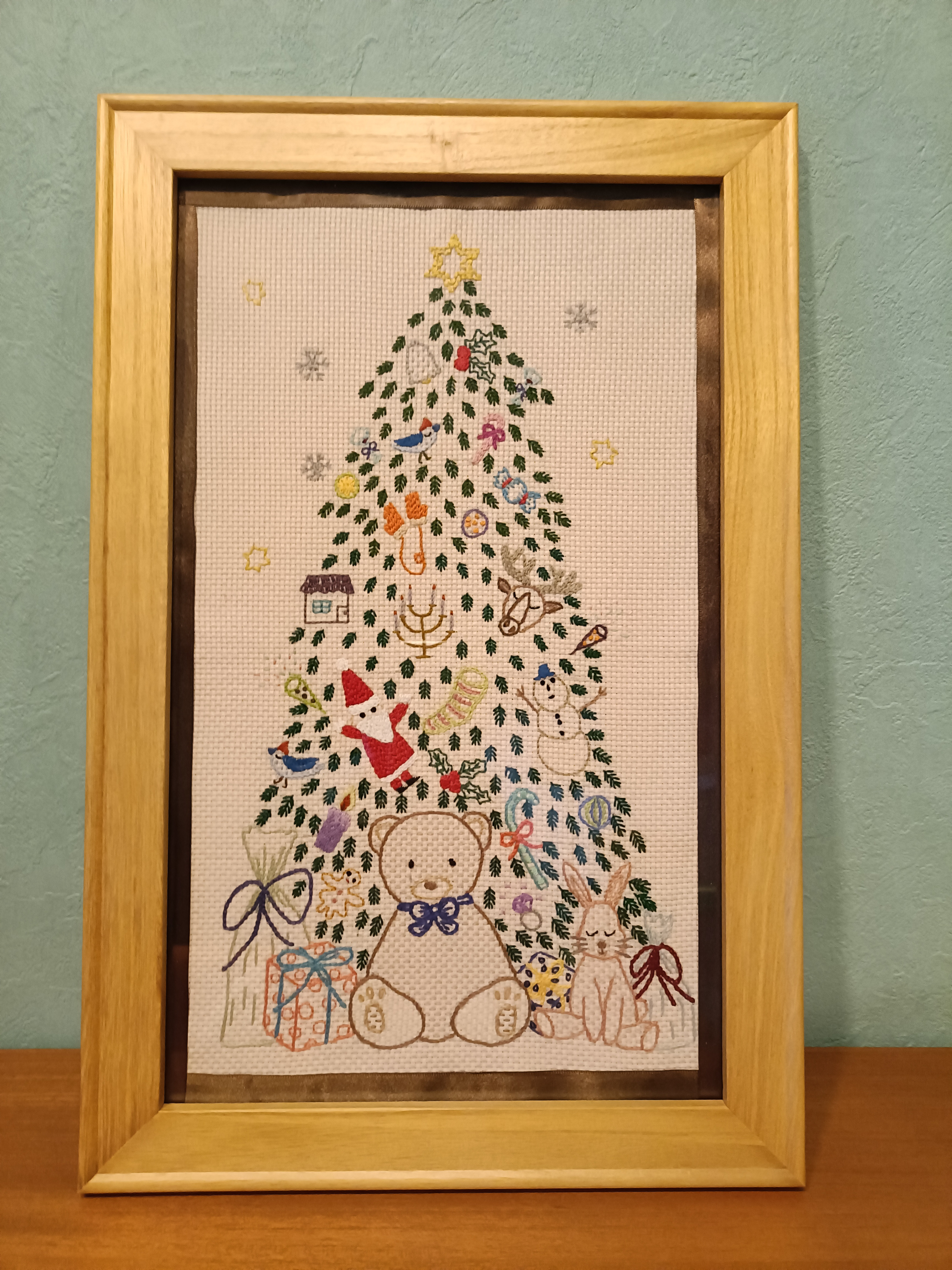 クリスマスツリー　刺繍　フレーム