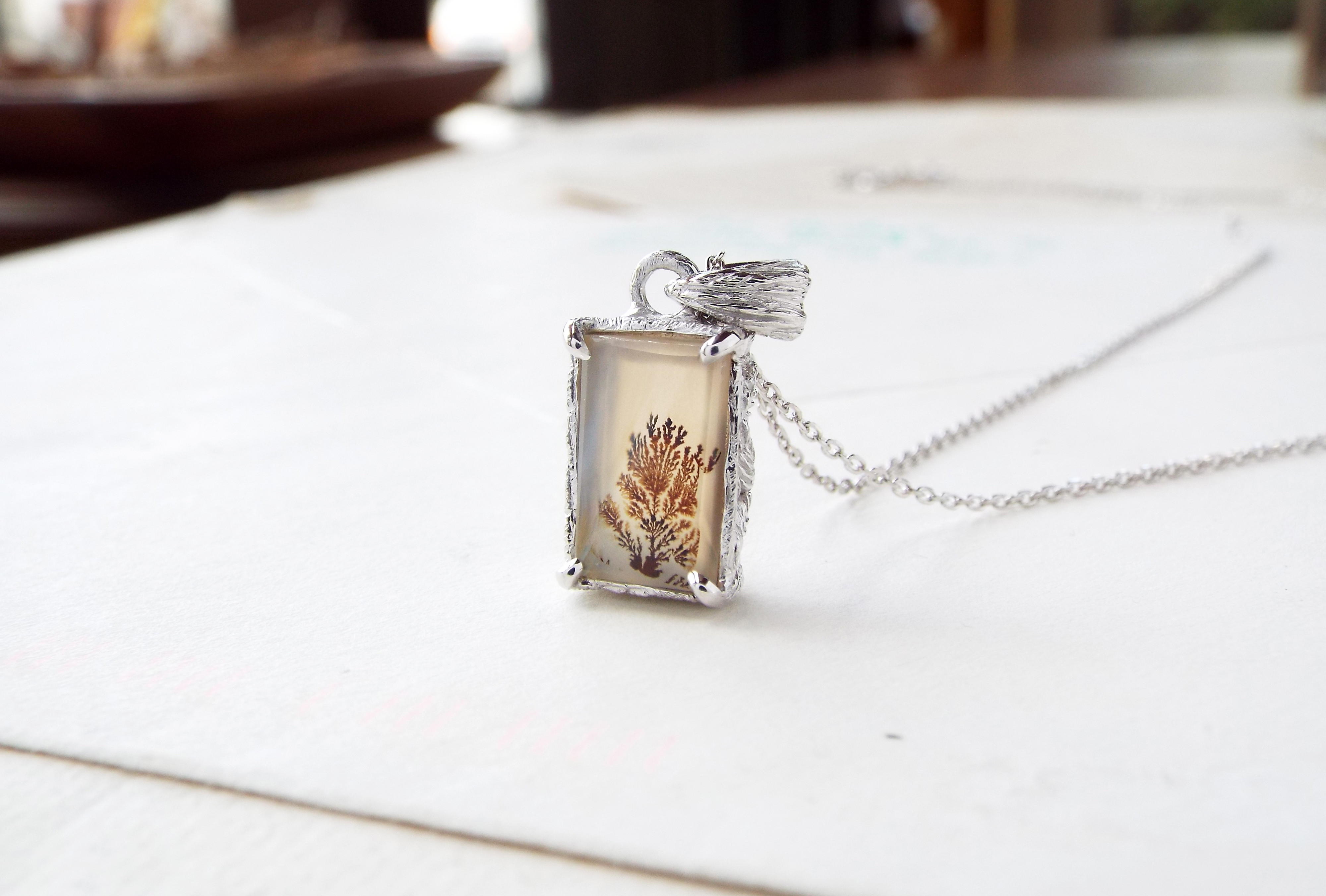 【一点物】デンドリティックアゲートのネックレス（木立No,5）