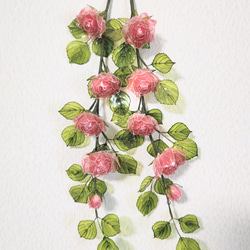 アメリカンフラワーのリース（ディップアート） バラとトルコキキョウ