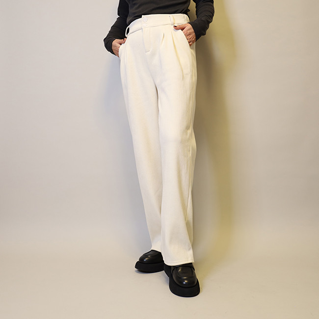 【2025冬新作数量限定】サイズ選べる♪暖かい♪冬支度♪裏起毛コーデュロイタックストレートパンツ25052WH