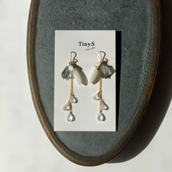 winter breeze✴︎モスアクアマリン×ムーンストーン×ホワイトアゲート✴︎All14Kgfピアス 9枚目の画像