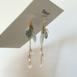 winter breeze✴︎モスアクアマリン×ムーンストーン×ホワイトアゲート✴︎All14Kgfピアス 5枚目の画像