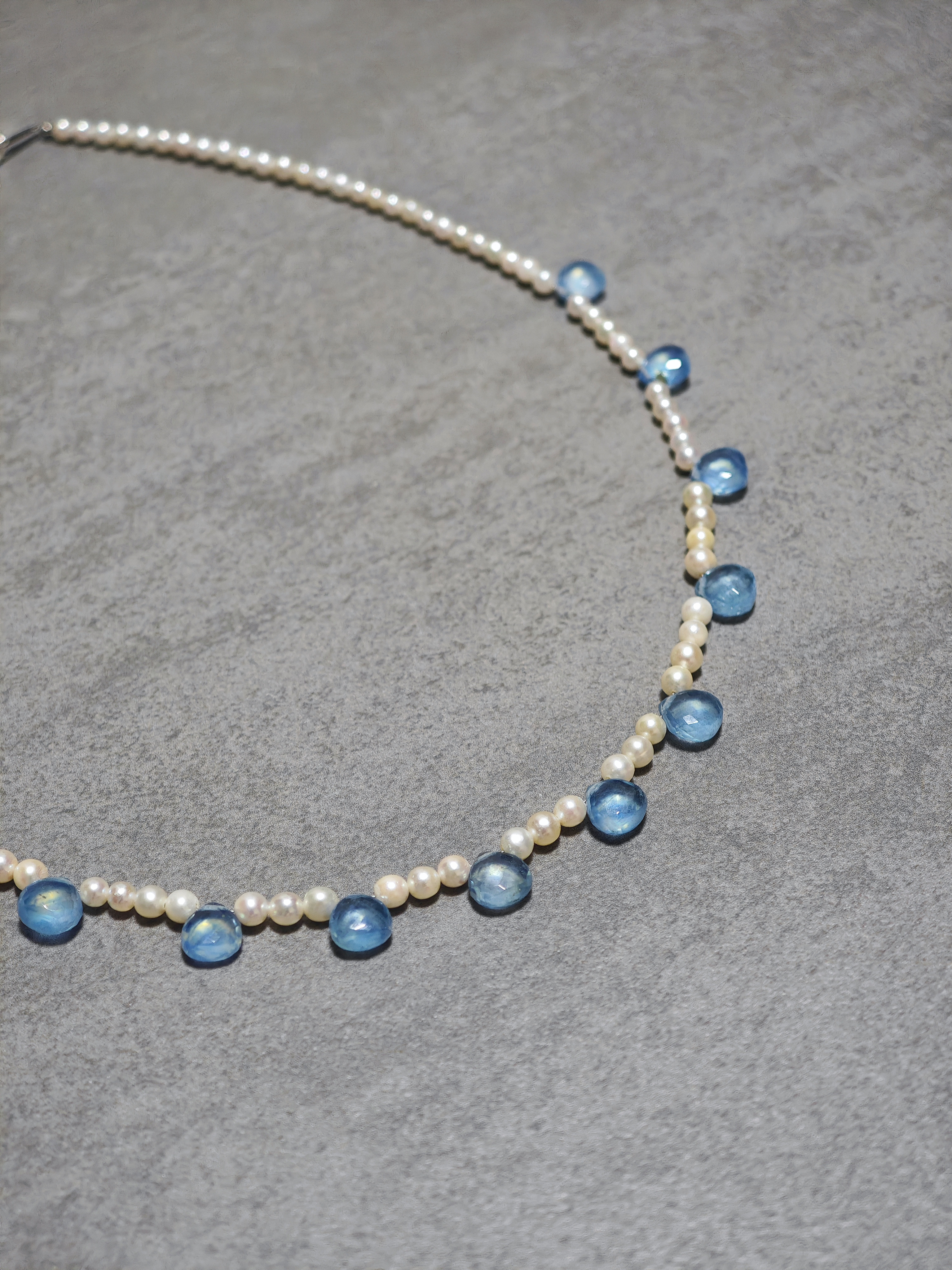 天然アクアマリン　天然アコヤパール ネックレス
