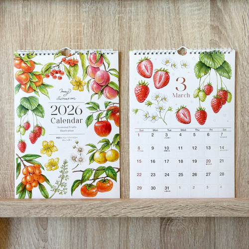 SALE】2026カレンダー/手描きフルーツイラスト/A4壁掛け/キッチンや