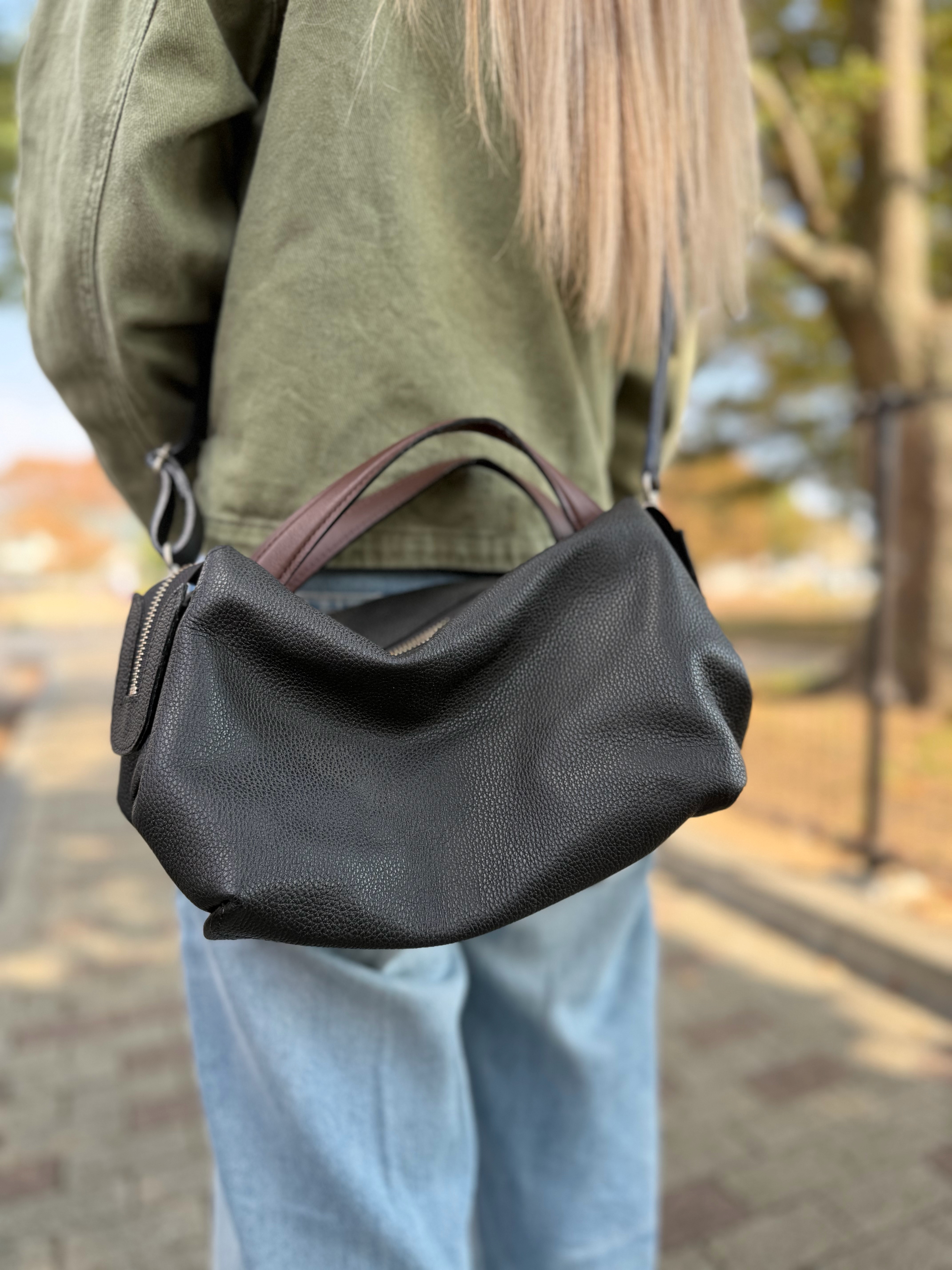 【期間限定SALE】50%off ノベルティ付き 本革 たつのレザー オールハンドメイド 2wayハンドバッグ