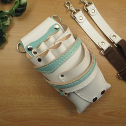 キャメル＆ディープグリーン　９丁差し　本革シザーケース　SCA-243/CCA 本革 ハンドメイド 9丁差し シザーケース (キャメル×ディープグリーン