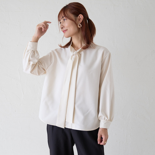 ﾓﾘﾉｶﾞｯｺｳ とろみ素材ボウタイ長袖ブラウス（ホワイト）入学式卒業式