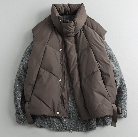 冬 カジュアル ストリートブランド レトロ ミニマル デザイン性 パネルカット ルーズ スタンドカラー ウォームダウンベ