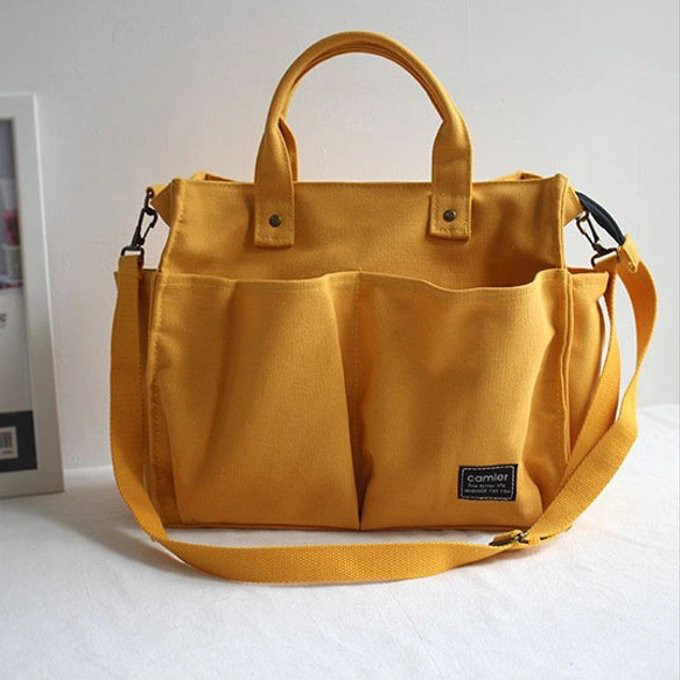 【累計500個以上販売】旅行 通勤　帆布 キャンバスマルチトートバッグ ファスナー付き レディース ハンドメイド 大容量