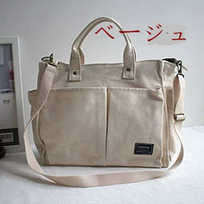 【累計500個以上販売】旅行 通勤　帆布 キャンバスマルチトートバッグ ファスナー付き レディース ハンドメイド 大容量