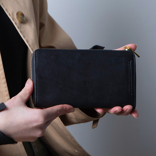 ハンドメイド（長財布＆ハーフ財布） 在庫生地10%引き‼️ アコーディオン/ジャバラのヌメ革長財布/大きな財布/ハンドメイド財布