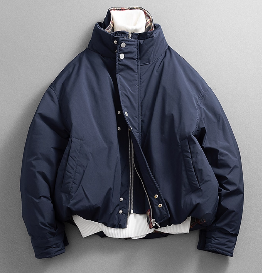 冬 カジュアル ストリートブランド レトロ ルーズ オールマッチ ショートカット シルエット スタンドカラー ダウン メ