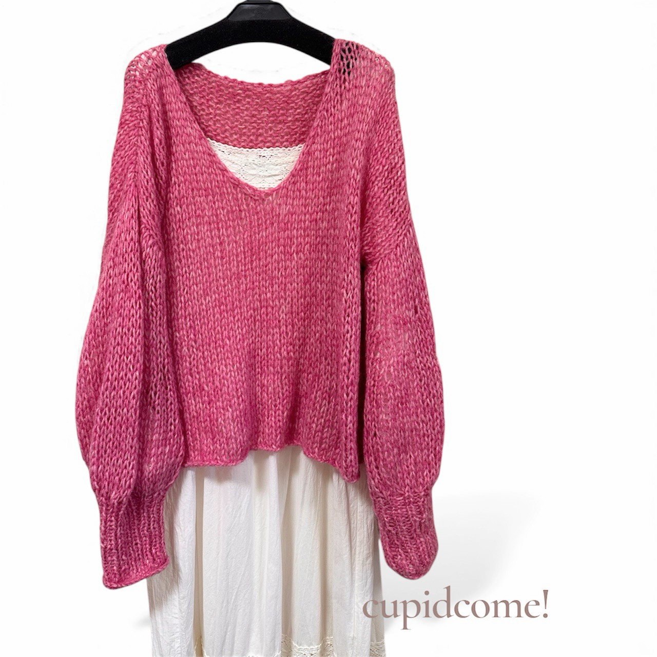 No.237 手編み♪Ｖネックざっくり軽いオトナなセーター【受注制作】