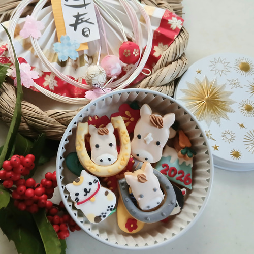 オリジナル品 創作品 ガレージキッド カスタム 開運 幸運 縁起物 Creema限定新作『お正月ハンドメイド2026』縁起物アイシングクッキー缶