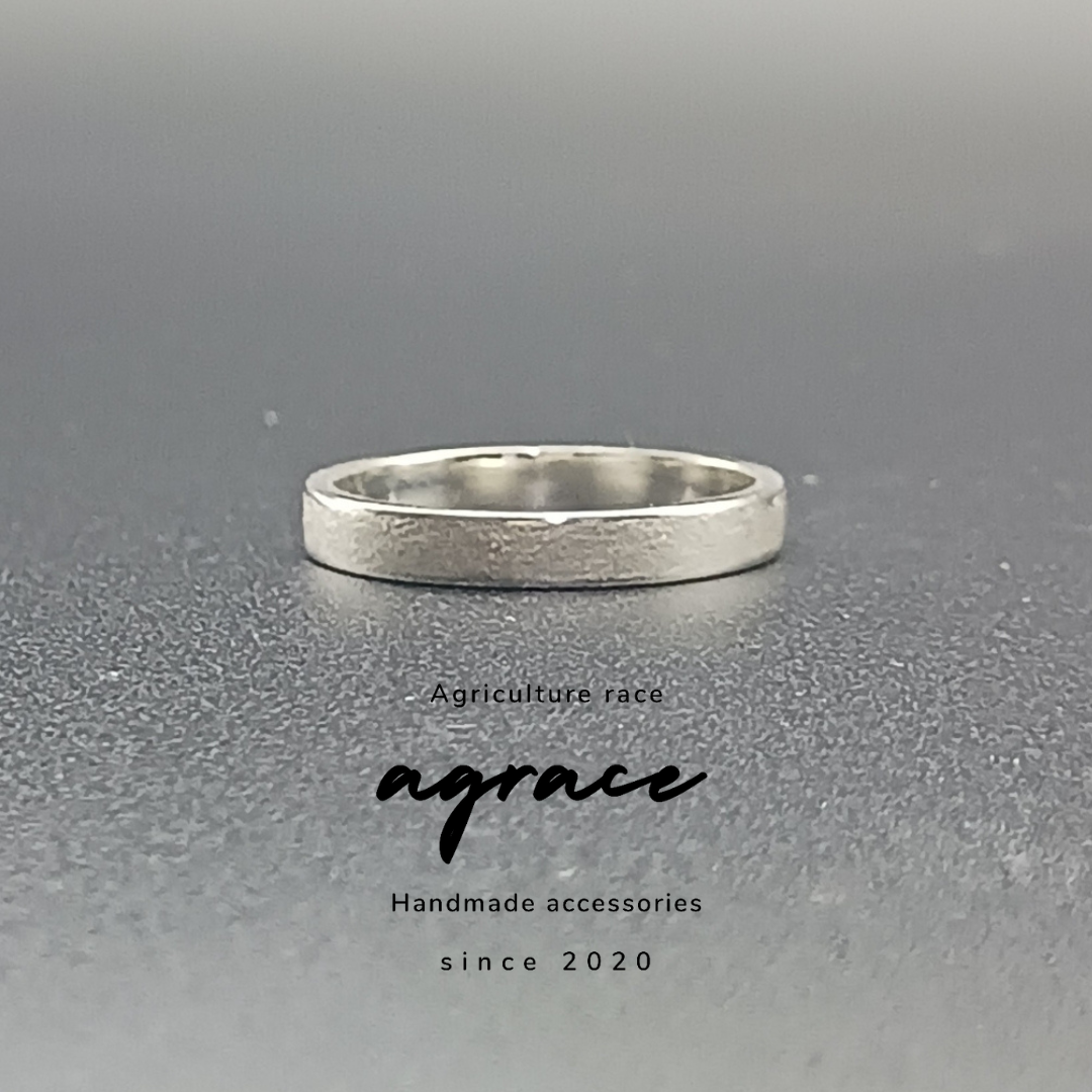 【3㎜幅 シルバー950 リング】梨地 マット 平打ち｜霞（かすみ）・朝日｜細身・上品・ユニセックス
