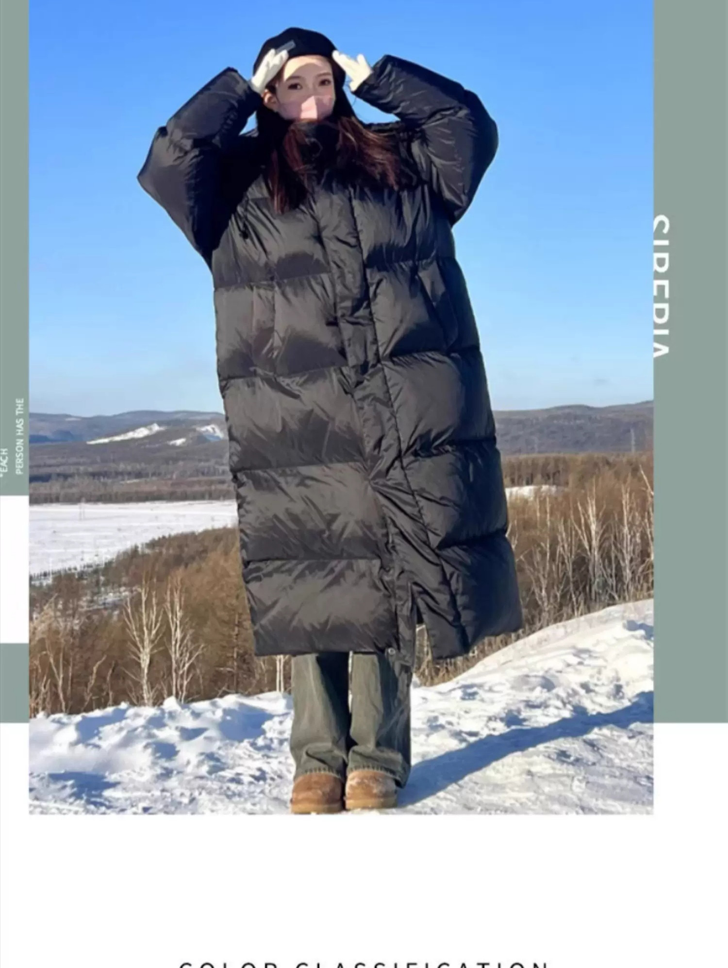 2025年ストレートホワイトカモフラ牛角ボタン ダウンジャケット女性中長期大毛襟厚手冬ファッションコート 高級感 旅行