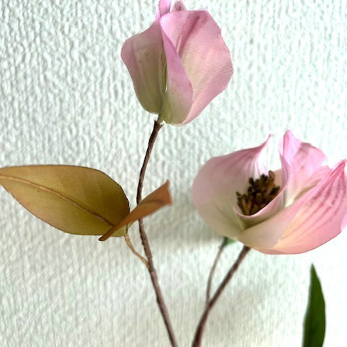 手染め花・布花 ハナミズキ（花水木）1枝 和洋空間のインテリアなどに