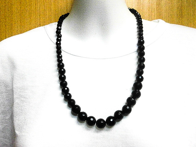 天然石 オニキスカット玉ネックレス　　250720624