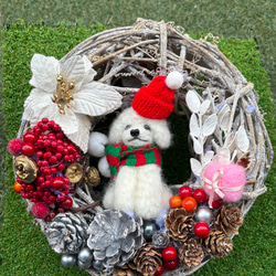 冬限定2025】羊毛フェルトのトイプードル＊クリスマスミニリース