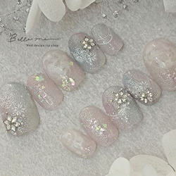 No.64 推し活ハートリボン ネイルチップ ピンク 推し 韓国 ネイル