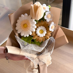 花屋のモールフラワー】ナチュラルブラウンブーケ アートフラワー