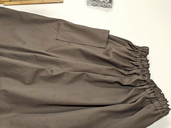 ◆お試し価格◆ワイドパンツ◆　コットンツイル・モカブラウン 1枚目の画像
