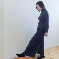 ◆お試し価格◆ワイドパンツ◆　コットンツイル・モカブラウン 5枚目の画像