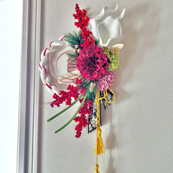 No.74 カラー八の字しめ縄リース2024 ハンドメイドお正月飾り 玄関