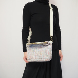 パステル調ファンシーツイード　がまぐち2wayショルダーバッグ｜ ツイードバッグ｜軽量バッグ｜マルチカラー｜秋冬コーデ 3枚目の画像