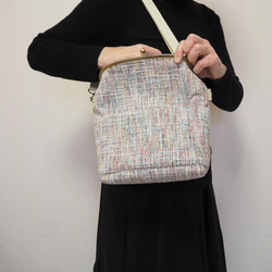 パステル調ファンシーツイード　がまぐち2wayショルダーバッグ｜ ツイードバッグ｜軽量バッグ｜マルチカラー｜秋冬コーデ 12枚目の画像