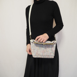 パステル調ファンシーツイード　がまぐち2wayショルダーバッグ｜ ツイードバッグ｜軽量バッグ｜マルチカラー｜秋冬コーデ 15枚目の画像
