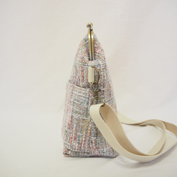 パステル調ファンシーツイード　がまぐち2wayショルダーバッグ｜ ツイードバッグ｜軽量バッグ｜マルチカラー｜秋冬コーデ 5枚目の画像