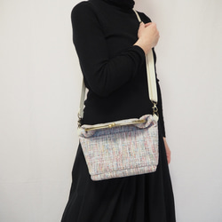 パステル調ファンシーツイード　がまぐち2wayショルダーバッグ｜ ツイードバッグ｜軽量バッグ｜マルチカラー｜秋冬コーデ 14枚目の画像