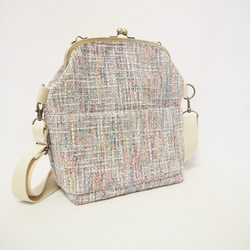 パステル調ファンシーツイード　がまぐち2wayショルダーバッグ｜ ツイードバッグ｜軽量バッグ｜マルチカラー｜秋冬コーデ 4枚目の画像