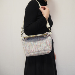 パステル調ファンシーツイード　がまぐち2wayショルダーバッグ｜ ツイードバッグ｜軽量バッグ｜マルチカラー｜秋冬コーデ 10枚目の画像