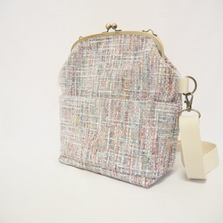 パステル調ファンシーツイード　がまぐち2wayショルダーバッグ｜ ツイードバッグ｜軽量バッグ｜マルチカラー｜秋冬コーデ 6枚目の画像