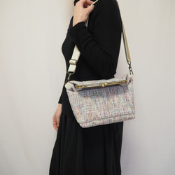 パステル調ファンシーツイード　がまぐち2wayショルダーバッグ｜ ツイードバッグ｜軽量バッグ｜マルチカラー｜秋冬コーデ 13枚目の画像