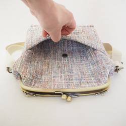 パステル調ファンシーツイード　がまぐち2wayショルダーバッグ｜ ツイードバッグ｜軽量バッグ｜マルチカラー｜秋冬コーデ 7枚目の画像