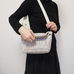 パステル調ファンシーツイード　がまぐち2wayショルダーバッグ｜ ツイードバッグ｜軽量バッグ｜マルチカラー｜秋冬コーデ 11枚目の画像