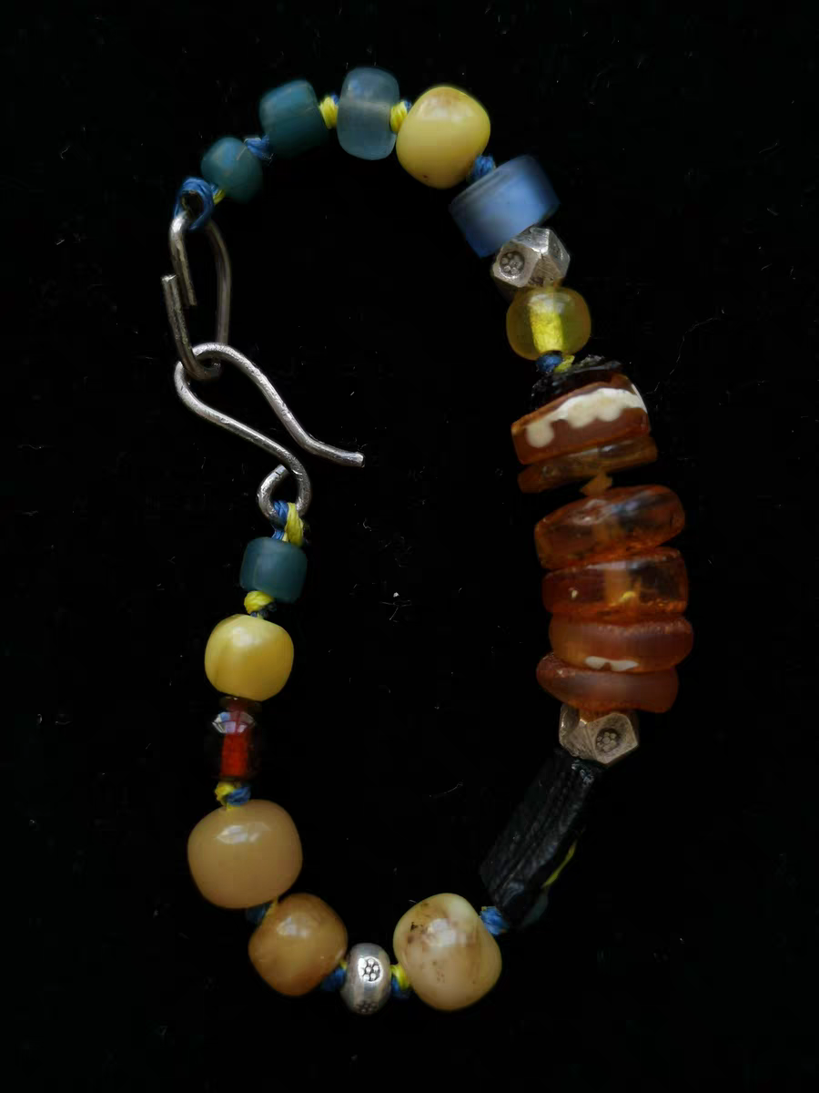 手作り天然石&古物ビーズブレスレット 民族風アクセサリー