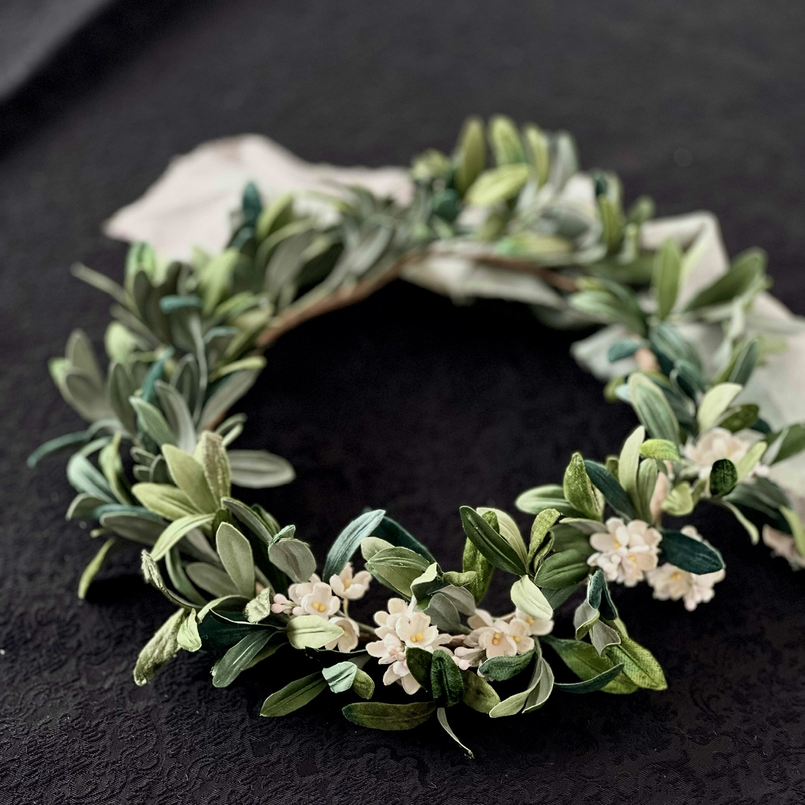 オリーブの花冠　染め花　布花　バースデーリース　オーダー制作　送料無料