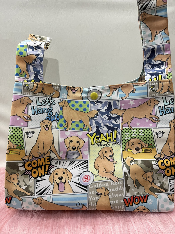 エコバッグ・コンビニサイズ☆撥水加工生地/犬柄・ゴールデン