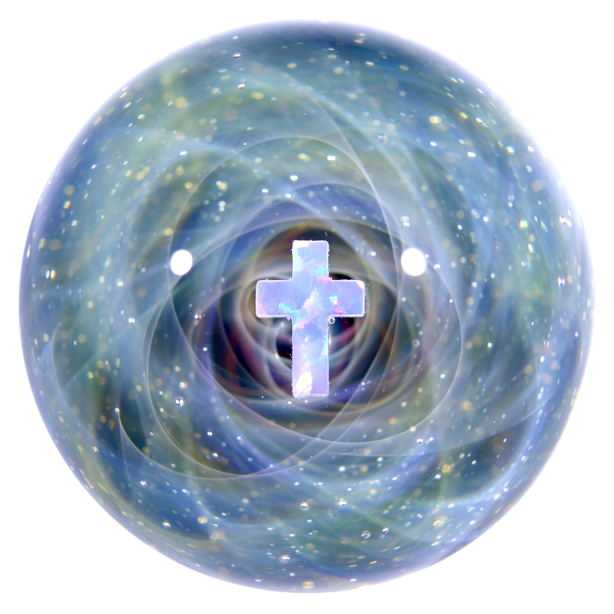 31mm 十字架オパール宇宙ガラスマーブル - オブジェ  no.M268