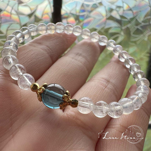 ロンドンブルートパーズ × レインボームーンストーン】深碧と月光の