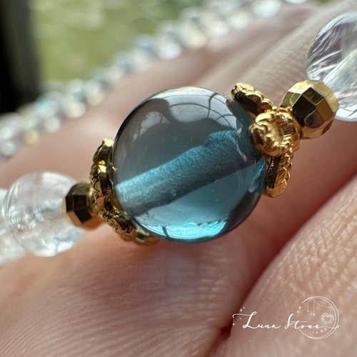 ロンドンブルートパーズ × レインボームーンストーン】深碧と月光の