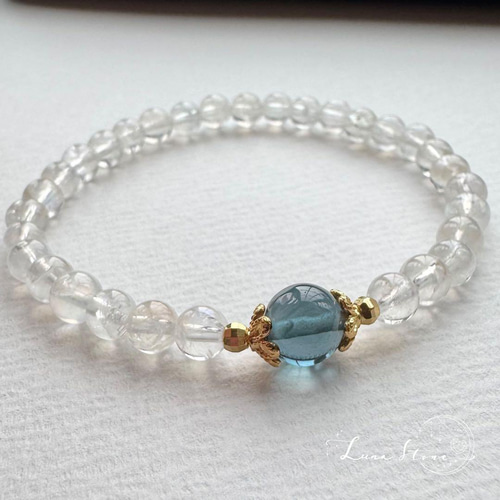 ロンドンブルートパーズ × レインボームーンストーン】深碧と月光の